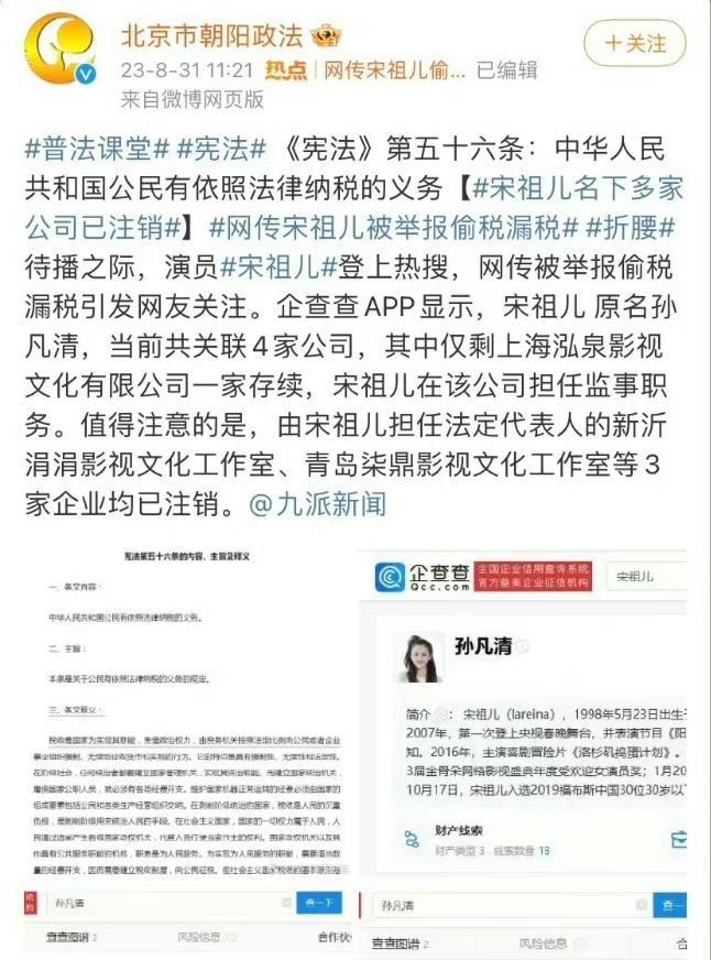 宋祖儿被举报偷逃税4500万前公司火速撇清关系税务专管员发声365买球 世界杯买球(图8)